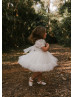 Puff Sleeves Ivory Cotton Tulle Sweet Flower Girl Dress